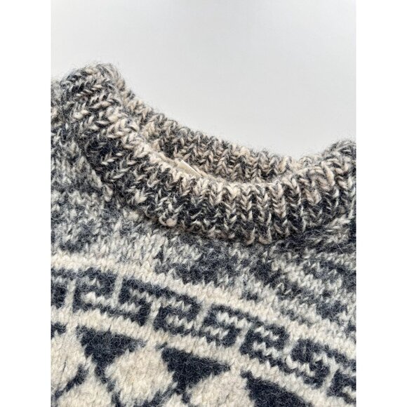Vintage Black White Marled Wool Ecuador Nepal Scandi Sweater, Size XL - Picture 11 of 13